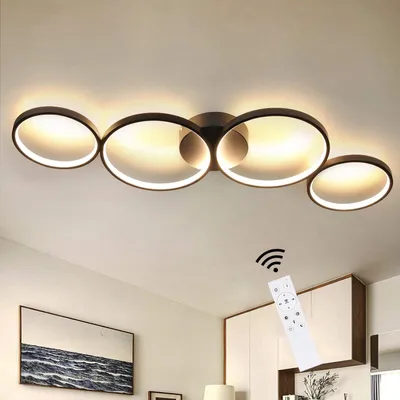 Produktbild von ZMH LED Deckenlampe Dimmbar Modern Wohnzimmerlampe 4 Flammig Ringoptik, 55W Schwarz Innen Deckenleuchte 88cm für Schlafzimmer Wohnzimmer