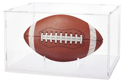Imagen del producto de TRANKIELO® - Vitrina acrílica para balones de fútbol con base desmontable. Ideal para balones de fútbol y rugby firmados. Caja expositora transparente para objetos de colección