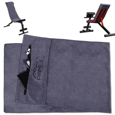 Obrázek produktu pro Fitness ručník, 120x50 cm, tmavě šedý, z mikrovlákna, s kapsou na zip