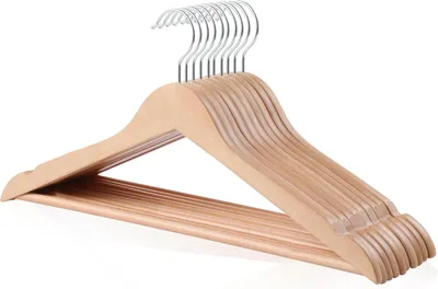 Immagine prodotto di Grucce in legno - Set da 10 - Per abiti e giacche - 44 cm - Colore naturale