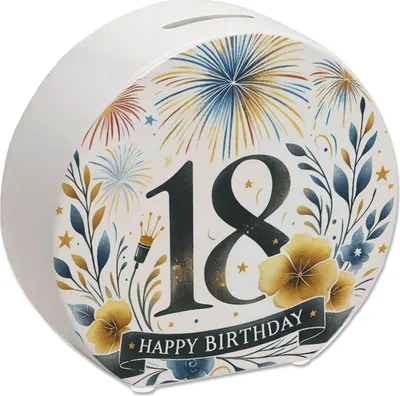 Produktbild von 18. Geburtstag Spardose mit Spruch Happy Birthday 18
