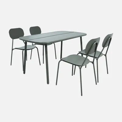 Produktbild von sweeek - Gartentisch aus Aluminium + 4 Stühle - Khaki