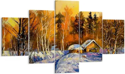 Produktbild von Bild auf Leinwand - Leinwandbild - Winter Wald Wiese - 125x70cm - Wand Bild - Wanddeko - Wandbilder - Leinwanddruck - Bilder - Kunstdruck - Wanddekoration - Leinwand bilder - Wandkunst - EA125x70-3535
