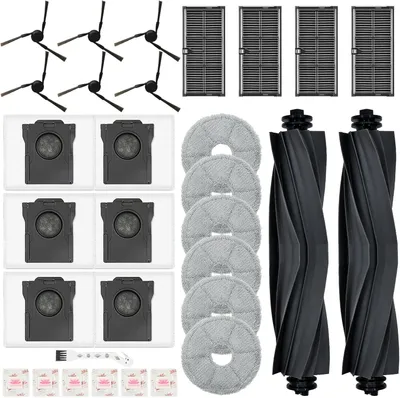 Produktbild von 31 Stück Zubehörset für Mova E40 Ultra Saugroboter, 2 Hauptbürsten, 4 Filter, 6 Wischpads, 6 Seitenbürsten, 6 Staubbeutel, 6 Flach-Duftsteine, 1 Reinigungsbürste
