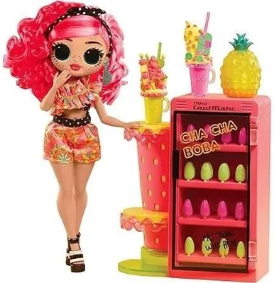 Produktbild von LOL Surprise OMG Sweet Nails Pinky Pops Fruit Shop Puppe, Nagelstudio Spielset, inkl. Cha Cha Puppe