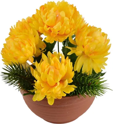 Produktbild von Herbstschale mit gelben Chrysanthemen 22 x 19 cm