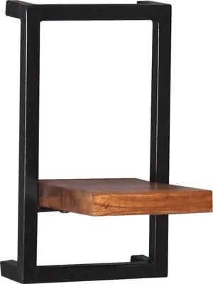 Produktbild von SIT Möbel Wandregal mit 1 Boden | Mangoholz natur | Gestell Altmetall antikschwarz | B 20 x T 25 x H 35 cm | 09248-01 | Serie PANAMA