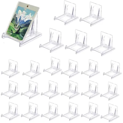 Obrázek produktu pro Nastavitelný stojan na displej – Akrylový držák – Multifunkční stojan – Průhledný – 24 kusů – Rozměry 6,5 x 5 x 5,5 cm – Stojan na desky