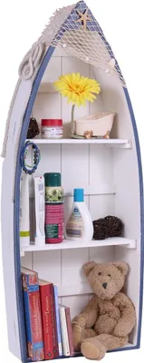 Produktbild von Bootsregal 041, Stand- oder Hängeregal, Maritim 92 x 37 x 13,5 cm, Shabby Look