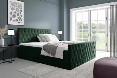 Produktbild von Boxspringbett Schlafzimmerbett ASHER 160x220cm in Stoff Fresh Flaschengrün