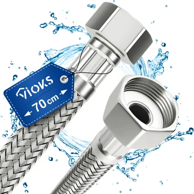 Produktbild von Flexschlauch 70 cm Panzerschlauch 1/2 Zoll Überwurfmuttern Beidseitig für Sanitär