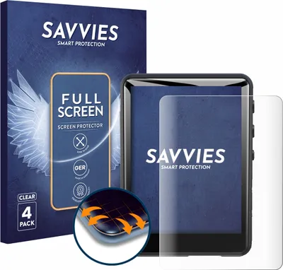 Produktbild von 4x Savvies Fullscreen Schutzfolie für Zaqe MP3 Player M4 2.4" Displayschutz Folie Fullcover Klar Transparent