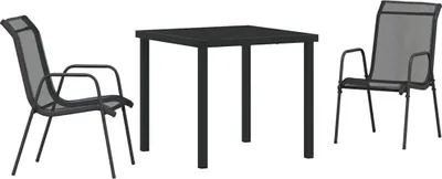 Immagine prodotto di vidaXL Set da pranzo da giardino 3 pezzi Acciaio verniciato a polvere nero