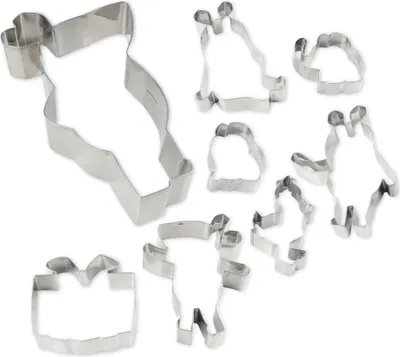 Produktbild von Dr. Oetker Ausstecher-Set DieMaus, langlebige Maus-, Elefanten-, Geschenk- & Enten-Form, Riesen-Ausstecher als Backrahmen nutzen, Tiereausstecher aus Edelstahl (Farbe: Silber), Menge: 1 x 8er Set