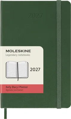 Immagine prodotto di Moleskine Calendario giornaliero 12 mesi 2027, formato tascabile/A6, 1 giorno = 1 pagina, copertina rigida, verde mirto