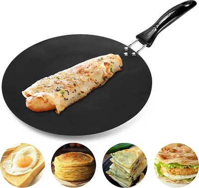 Produktbild von Runde eiserne Pfannkuchenpfanne für Zuhause, Emoufs, Omeletts, BBQ, Braten, Gasherd, Kochgeschirr