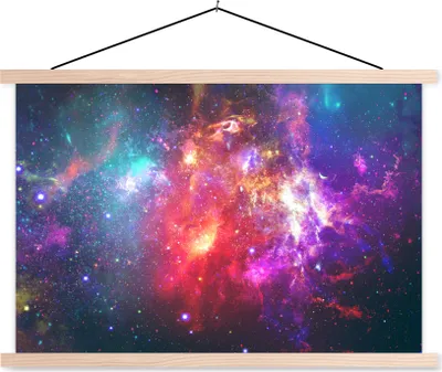 Produktbild von MuchoWow® Textilposter Sterne - Farben - Weltraum 60x40 cm mit holzfarbenen Rahmen - Bilder