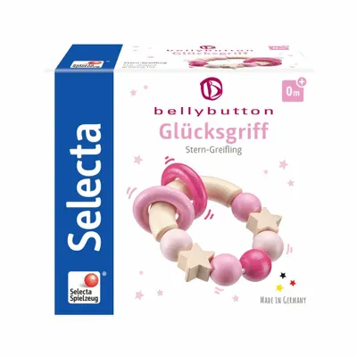 Immagine prodotto di Selecta Spielzeug Glücksgriff Greifling, Kleinkindspiel, Kleinkindspielzeug, Holz, Rosa, 7.5 cm, 64000