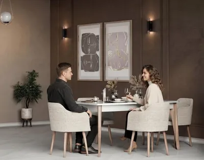 Obrázek produktu pro Bílý rozkládací jídelní stůl, jídelna, dřevo, moderní, elegantní design
