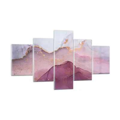 Produktbild von Bilder auf glas - 5 Teile - Marmor Pink Violett - 125x70cm - Glasbilder - Wandbilder - Bilder - zum Aufhängen bereit - Wanddekoration aus Glas - Glas Bilder - Wandbild auf Glas - GEA125x70-4668