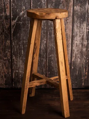 Produktbild von Teakholz Teak Holz massiv Barhocker rund Semar aus einer echten Teakholz