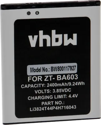 Produktbild von vhbw Akku Ersatz für ZTE Li3824T44P4H716043 für Handy Smartphone Telefon (2400 mAh, 3,85 V, Li-Ion)