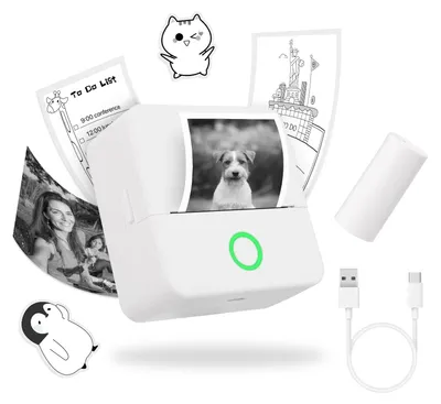 Productafbeelding van Mini printer thermische printer - Bluetooth - Fotoprinter voor mobiel - 57 x 26 mm - Wit