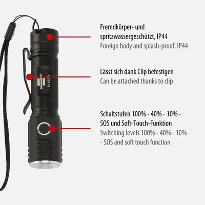Produktbild von Brennenstuhl 1173750005, Taschenlampe, Schwarz, Aluminium, Tasten, IP44, LED