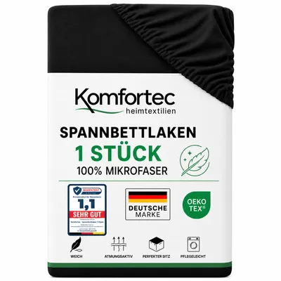 Obrázok produktu pre Komfortec napínacie prestieradlo 140x200 cm, prestieradlo na boxspringovú posteľ s výškou matraca 15 cm – 30 cm, čierne, Obrázok generovaný UI