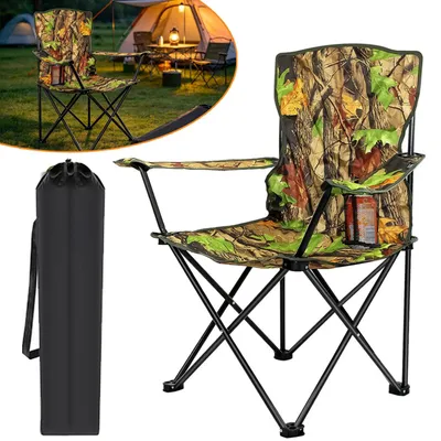Produktbild von Campingstuhl mit Armlehnen, Campingstuhl Klappbar mit Tasche, Outdoor Stuhl für Festival Garten Angeln