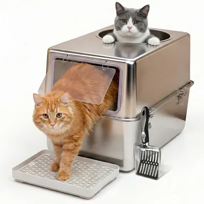 Imagen del producto de Caja de arena para gatos XXL con tapa y abertura frontal