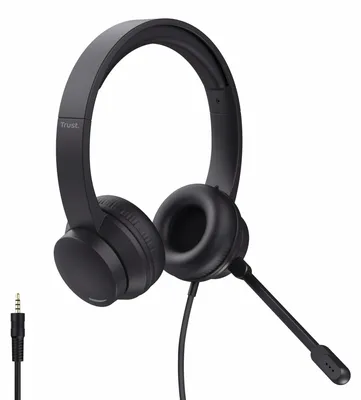 Produktbild von Trust Roha II, Kabelgebunden, Büro/Callcenter, 20 - 20000 Hz, 134 g, Kopfhörer, Schwarz