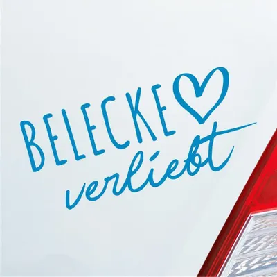 Produktbild von Auto Aufkleber Belecke verliebt Herz Stadt Heimat Liebe Car 19x9 cm Hellblau Sticker Heckscheibenaufkleber
