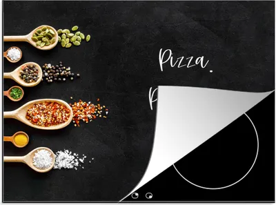 Produktbild von KitchenYeah© Herdabdeckplatte Pizza. Pasta und Wein. - Zitate - Lebensmittel - Gewürze - Sprichwörter , 75x52cm, Küche Deko, Glaskeramikkochfeld Herdabdeckung, Abdeckplatte fùr Kochfeld