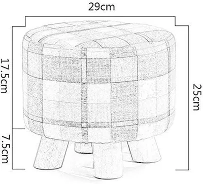 Produktbild von Runder Fußhocker mit Stauraum aus Massivholz, niedriger Schuhhocker für das Sofa, Fußstütze und kleiner brauner Sitzhocker