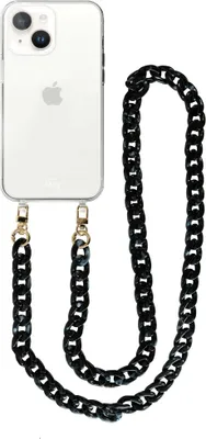 Produktbild von Marble Black Transparant Cord Hülle - Long Cord  - Kompatibel mit iPhone 15
