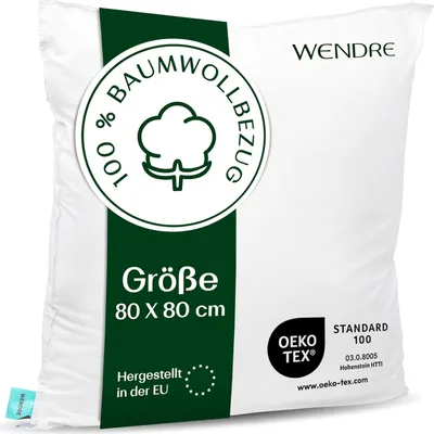 Produktbild von WENDRE Schlaf Atmungsaktives Kissen 80x80 cm - Weich, 100% Baumwolle Kissenbezug, Waschbarer Luxus Bequeme Kopfkissen für das Bett Langlebige,