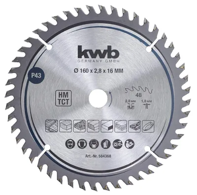 Produktbild von kwb HM-Kreissägeblatt, Ø 160 x 16 mm, Z 48