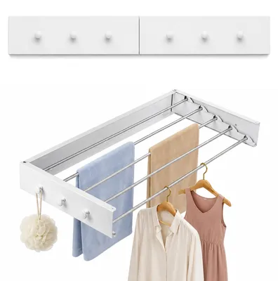 Klappbarer Wäschetrockner 80 cm, Edelstahl, 50 kg, 6 Haken