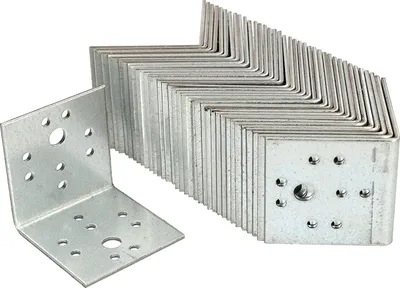 Produktbild von KOTARBAU® 100er Set Winkelverbinder 50 x 50 x 50 mm Sicke Stahl Bauwinkel Montagelöcher Möbelwinkel Verzinkt Schwerlast Holzverbinder Montagewinkel Stuhlwinkel