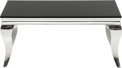 Produktbild von Design Couchtisch MODERN BAROCK 100cm silber mit schwarzem Opalglas Wohnzimmertisch Sofatisch Beistelltisch