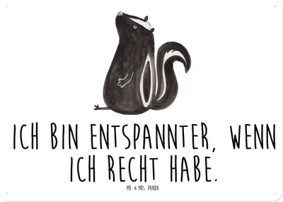 Produktbild von Mr. & Mrs. Panda tafel Stinktier Sitzen DIN A4 - Weiß - Geschenk, Blechtafel, Wildtier, Raubtier, Skunk, Büro, Wandbild, wandtafel, Spruch, Türschild, Schild