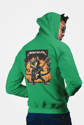 Produktbild von D&B Unisex Hoodie ZIPZN00013 Meowtallica Grün-Größe S