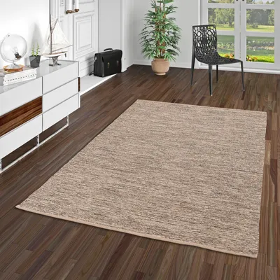 Produktbild von Baumwolle Natur Kelim Teppich Easy Braun Meliert, Größe:160x230 cm