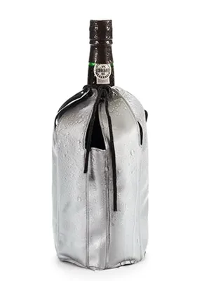 Produktbild von GEL FLASCHENKÜHLER mit Kordel und Klettverschluss Grau wiederverwendbar Champagnerkühler Kühlmanschette Weinkühler 36