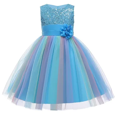 Produktbild von Prinzessengarderobe mit Pailletten – Ärmellos – Rundhalsausschnitt – Knieumlang – Alter 2-13 Jahre – Polyester/Baumwolle – Reißverschluss – Festliche Kleidung