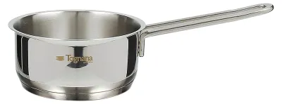 Bratpfanne 14 cm, Edelstahl, 1 Liter, mit Deckel, silber