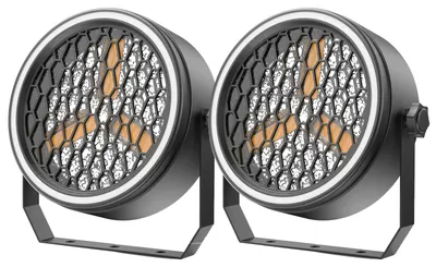 Productafbeelding van COB Retro-podiumverlichting - PAR-spotlampen - 2-delige set - 90W - RGB-lichtbalk - DMX - EU-stekker - Goud