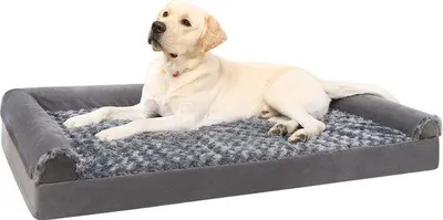 Productafbeelding van Orthopedisch hondenbed - Hondenmand - Geschikt voor middelgrote honden - 1 stuk - Grijs - Noppenschuim - 90 x 57 x 16 cm
