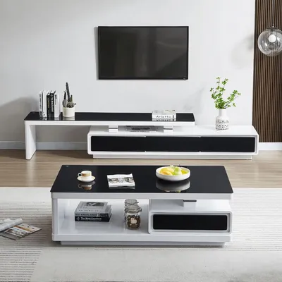 Produktbild von Designer Moderner Sideboard Schwarz-weiße Kommode TV-Ständen Luxus
